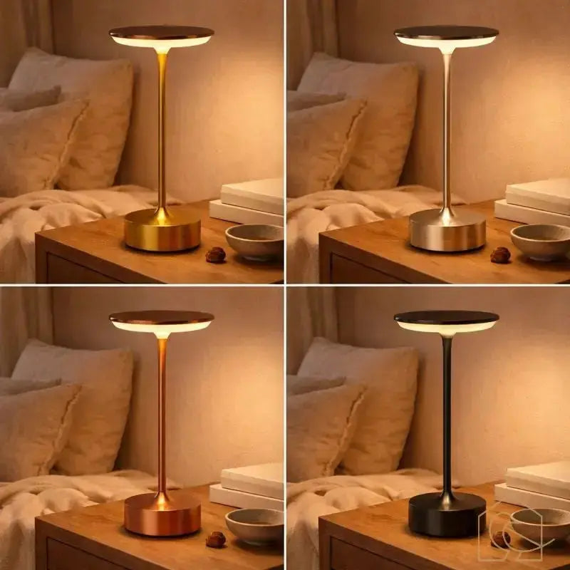 LED Tischlampe Metall - USB-Aufladbar, Touch-Sensor, 3 Lichtfarben, Kabellos, Für Wohn- & Schlafzimmer Heimecke.eu
