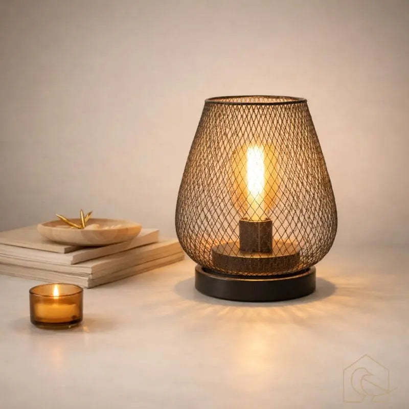 Gitter Tischlampe - warmes Stimmungslicht für Wohn- & Schlafzimmer